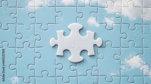 Obraz na płótnie A floating puzzle piece in the sky symbolizing problem-solving and strategic planning. w salonie