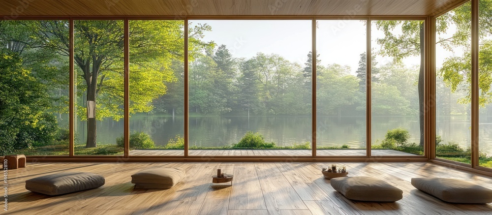Zen Meditation Room with Lake View Zen Meditation Room with Lake View