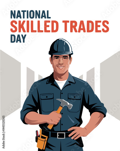 National Skilled Trades Day Worker Illustration with Tools