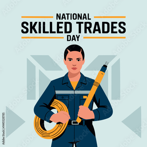 National Skilled Trades Day Worker Illustration with Tools
