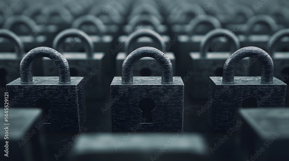 Secure network of digital padlocks symbolizing cybersecurity and innovation