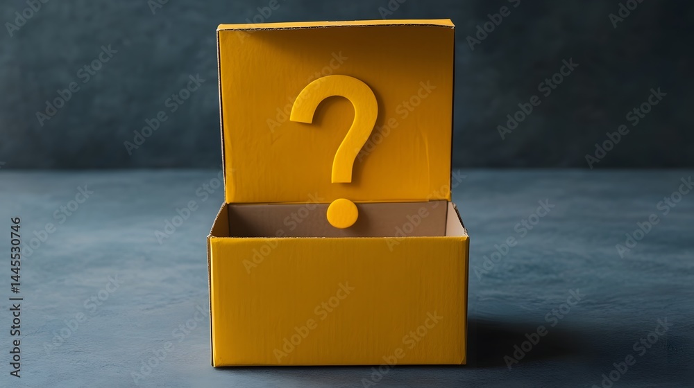 A bright yellow question mark box