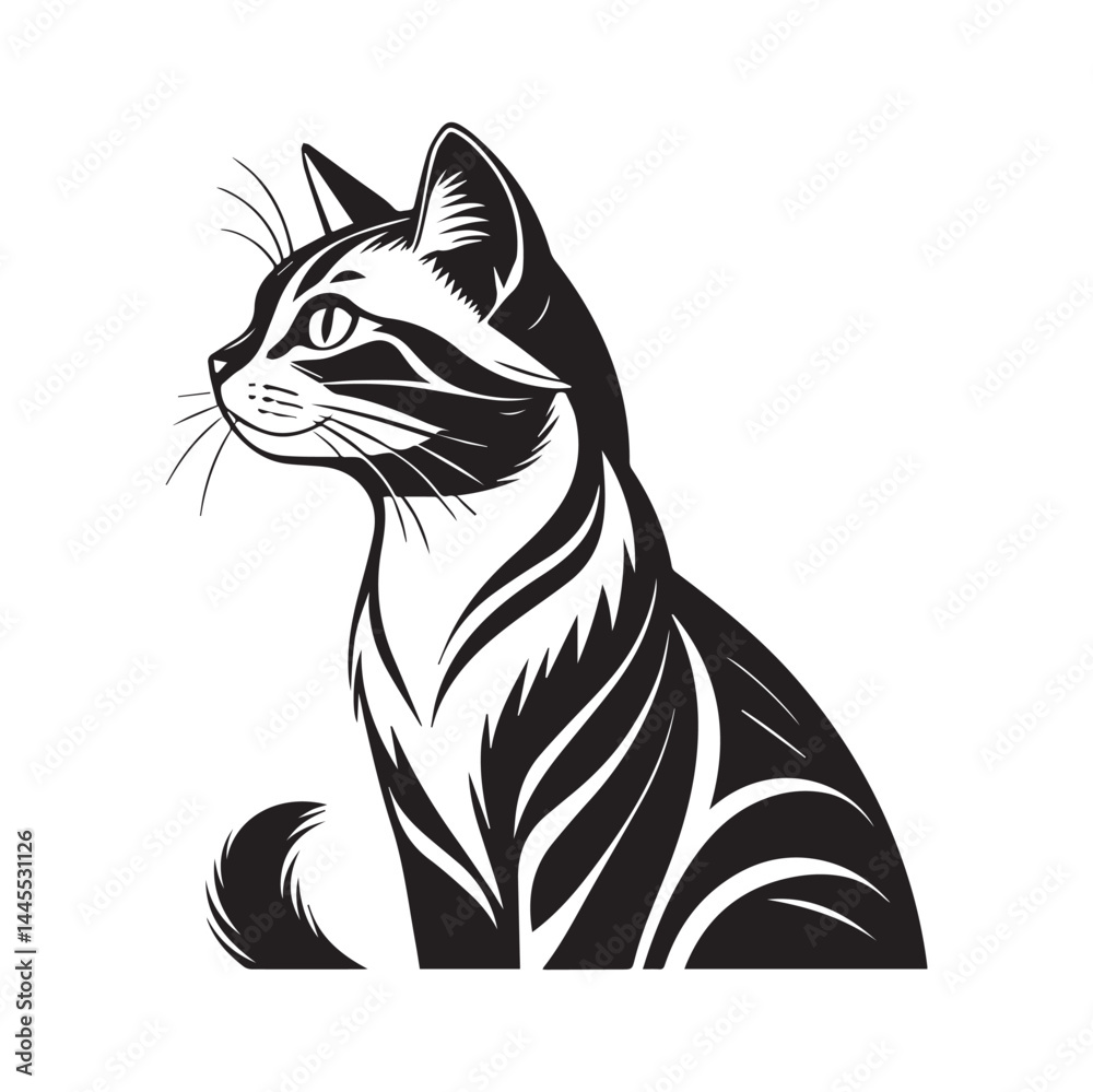 Obraz premium Simple Pet Cat Icon in Black