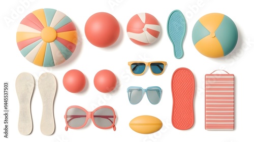 Obraz na płótnie Vibrant collection of summer beach accessories w salonie