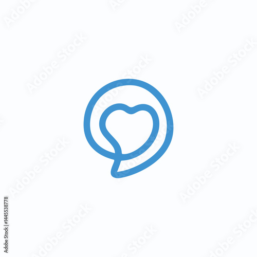 Simple Blue Heart in Speech Bubble on White for Mental Health Campaigns, Dating App Logo Design