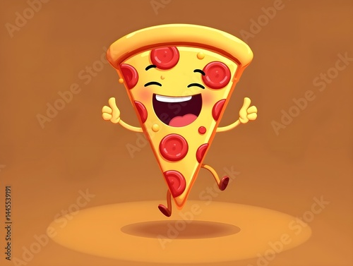 Animated Pizza Slice Grooving with Exuberant Joy