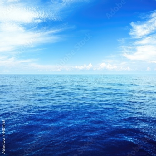 Wallpaper Mural Vast expanse of deep blue ocean meeting a clear, cloud-filled sky Torontodigital.ca