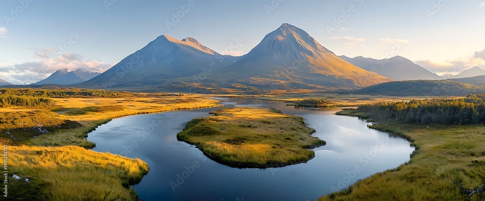 Serene Mountain River Landscape Serene Mountain River Landscape