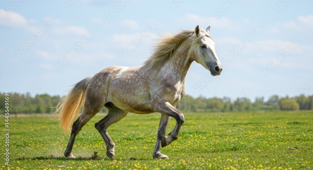 Horse running in a field, photo Horse running in a field, photo