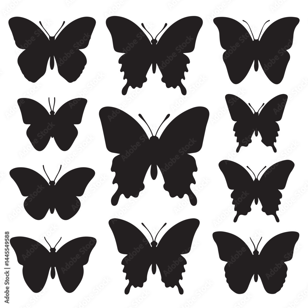 SET VECTOR BUTTERFLY SILHOUETTES FOR GRAPHIC RESOURCES SET VECTOR BUTTERFLY SILHOUETTES FOR GRAPHIC RESOURCES