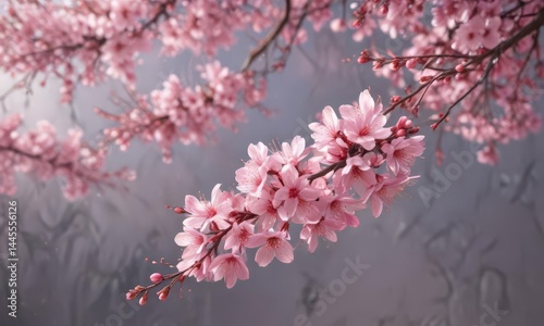 Mesmerizing swirl of pink sakura petals, soft focus, springtime ambiance ,  motion,  romantic