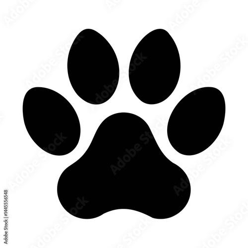 Simple dog paw  black silhouette vector logo or icon design isolated on transparent background