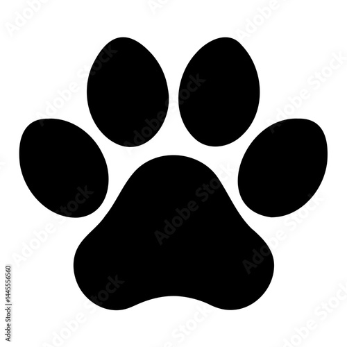 Simple dog paw  black silhouette vector logo or icon design isolated on transparent background