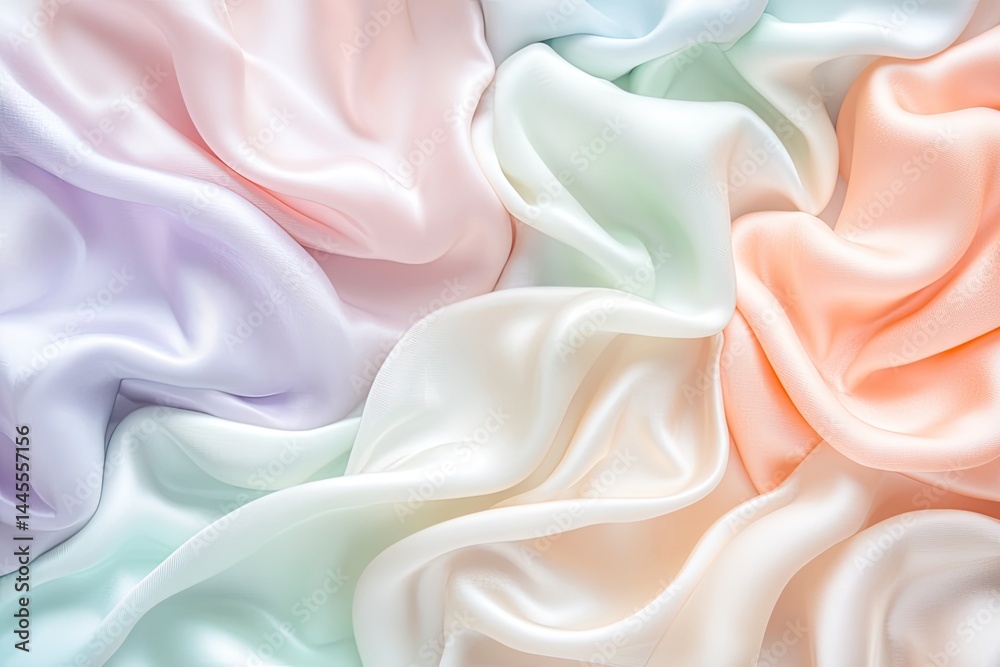 Fototapeta premium Soft pastel silk drapes in flowing folds
