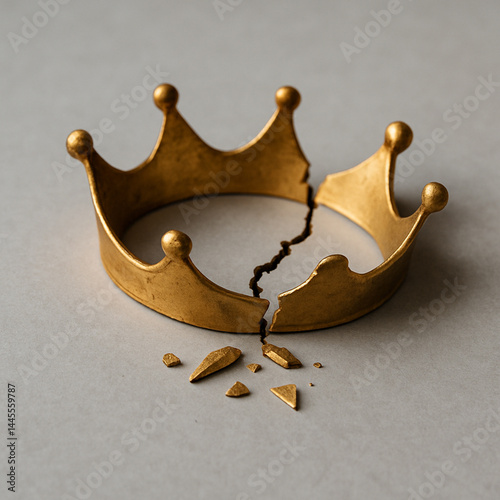 Zersprungene Krone – Symbolbild für zerbrochene Macht und verwehrte Aufstiegschancen Shattered Crown – Symbol of Broken Power and Denied Leadership