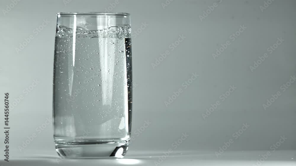 Air bubbles in a glass of water. Filmed on a high-speed camera at 1000 fps. High quality FullHD footage