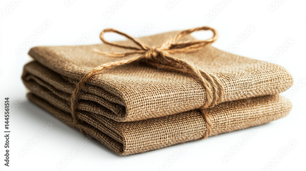 Front-facing view of a linen napkin isolated on a white background, ideal for product display Front-facing view of a linen napkin isolated on a white background, ideal for product display