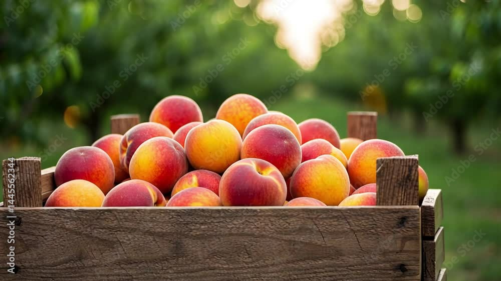 Fresh peaches in crate video download stock footage peach harvest orchard farm ripe fruit summer garden