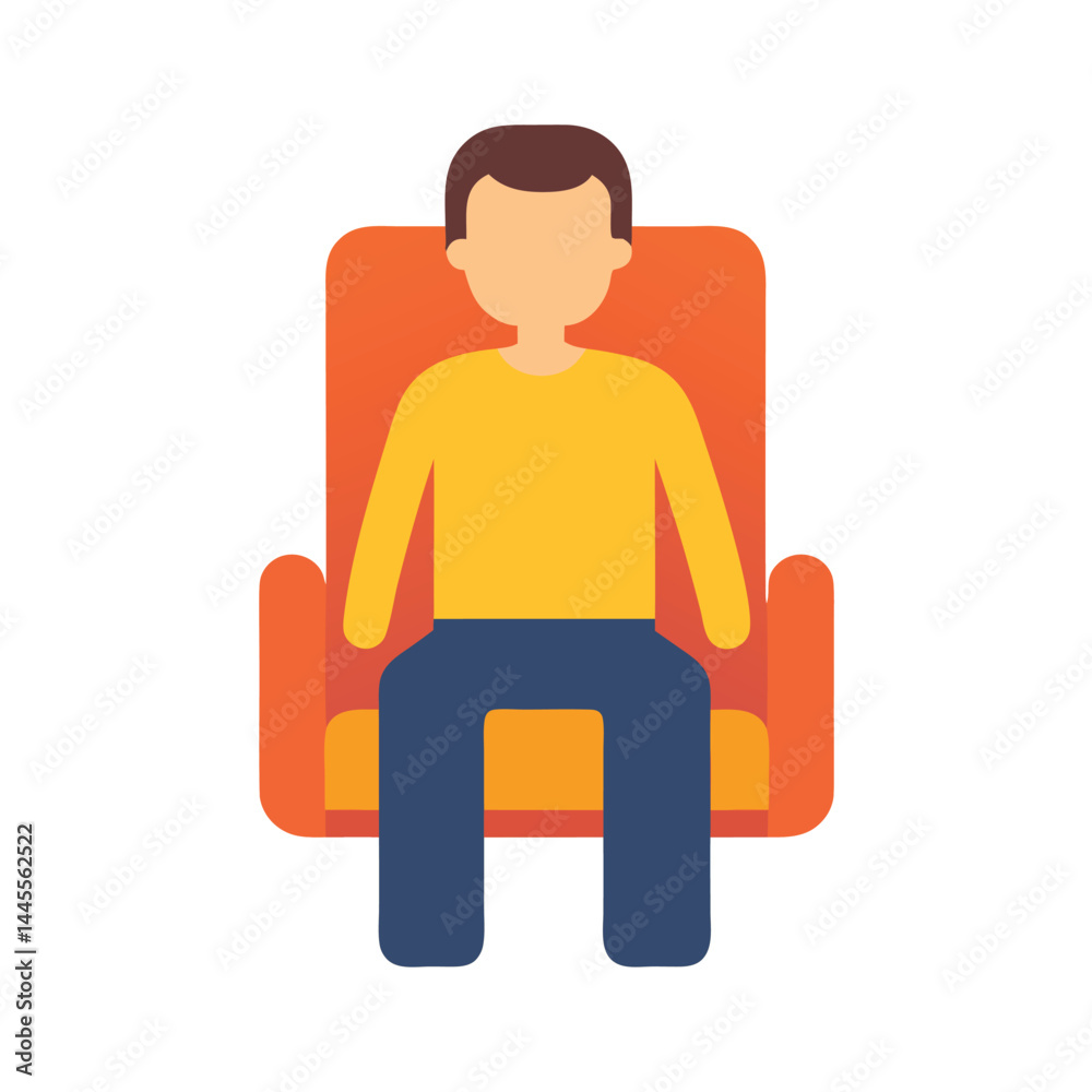 Simple Man Sitting on a Chair Icon for User Interface or Seating Concepts Simple Man Sitting on a Chair Icon for User Interface or Seating Concepts