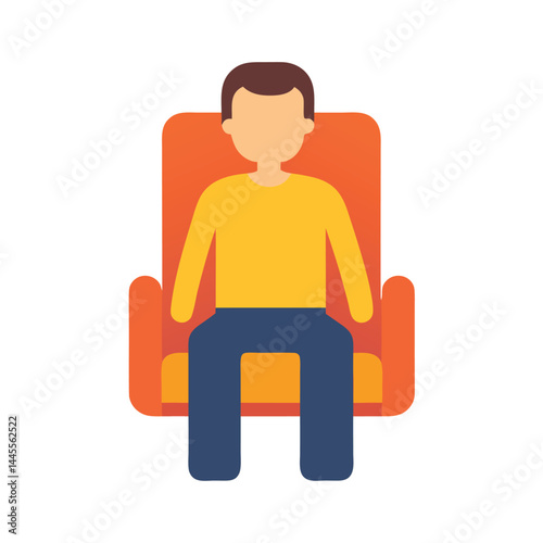 Simple Man Sitting on a Chair Icon for User Interface or Seating Concepts