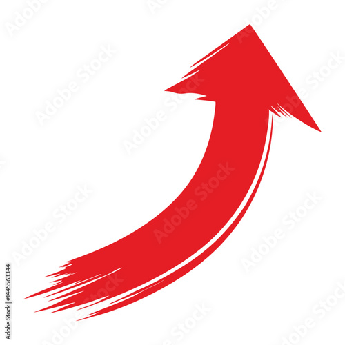 red arrow up line hand drawn. arrow marker isolated  hand draw.
