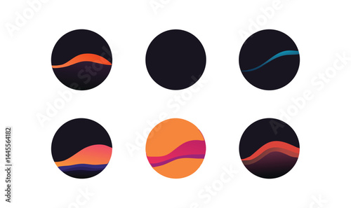Free Download Set of Six Abstract Oval Designs with Flowing Color Waves - GFXLoad
