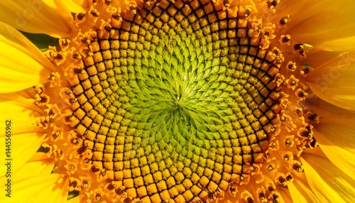 Detailed Shot of Sunflower’s Blooming Geometry photo