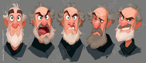 A set of expressive character faces for a Shoemaker, showcasing different emotions: happy, angry, surprised, sad, mischievous, and neutral.