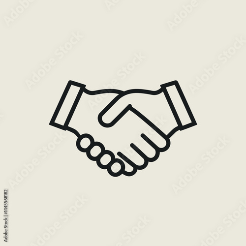 Simple line art illustration of a handshake, concept for business agreement, partnership, and collaboration