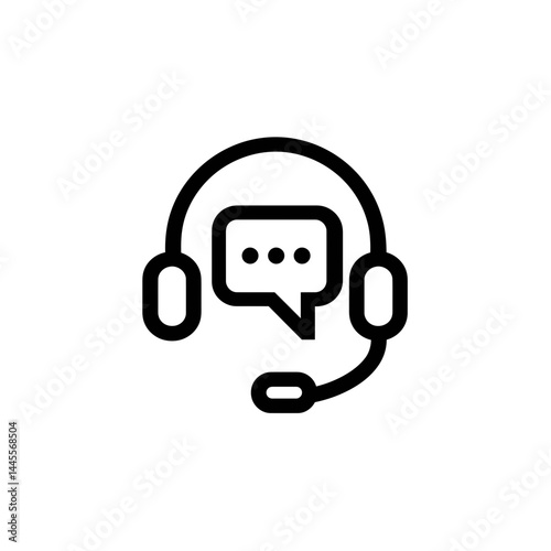Headset icon with chat bubble, concept for customer service, support, communication, and online help