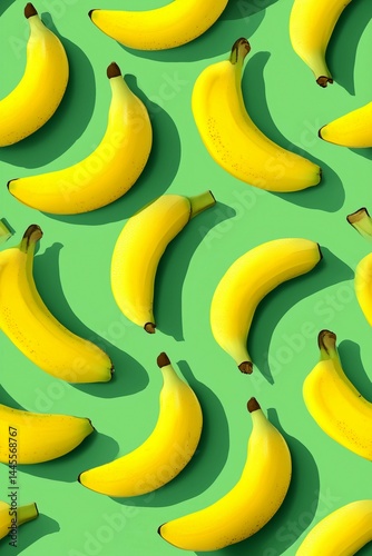 Pattern of yellow bananas on green background,digital art,wallpaper or website graphics