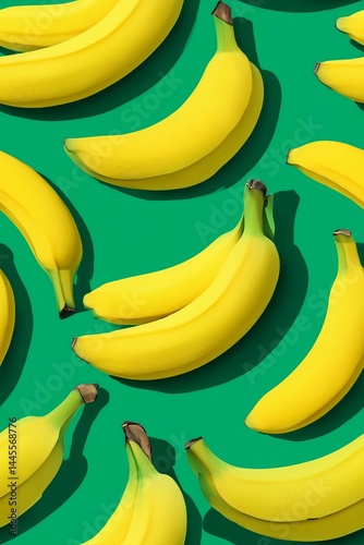 Pattern of yellow bananas on green background,digital art,wallpaper or website graphics