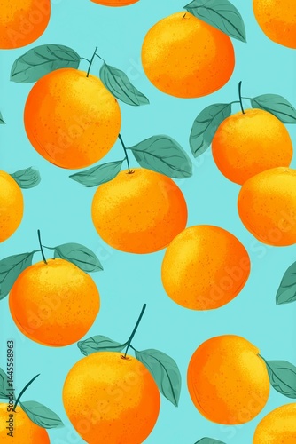 Pattern of oranges on light blue background,digital art,wallpaper or website graphics