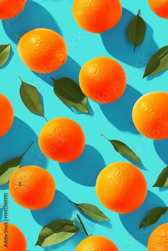 Pattern of oranges on light blue background,digital art,wallpaper or website graphics