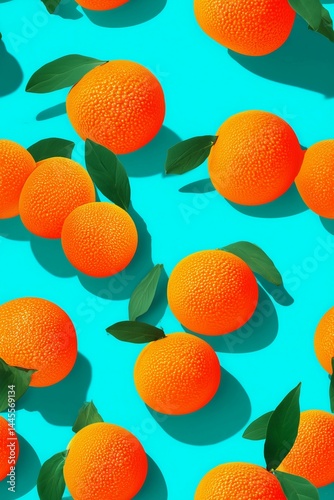 Pattern of oranges on light blue background,digital art,wallpaper or website graphics