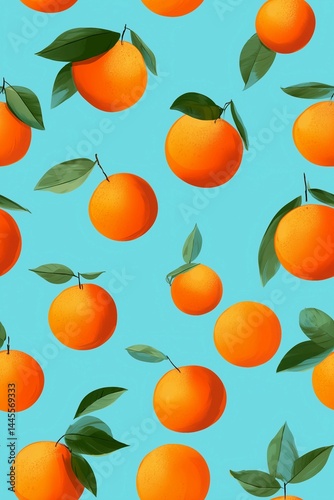Pattern of oranges on light blue background,digital art,wallpaper or website graphics