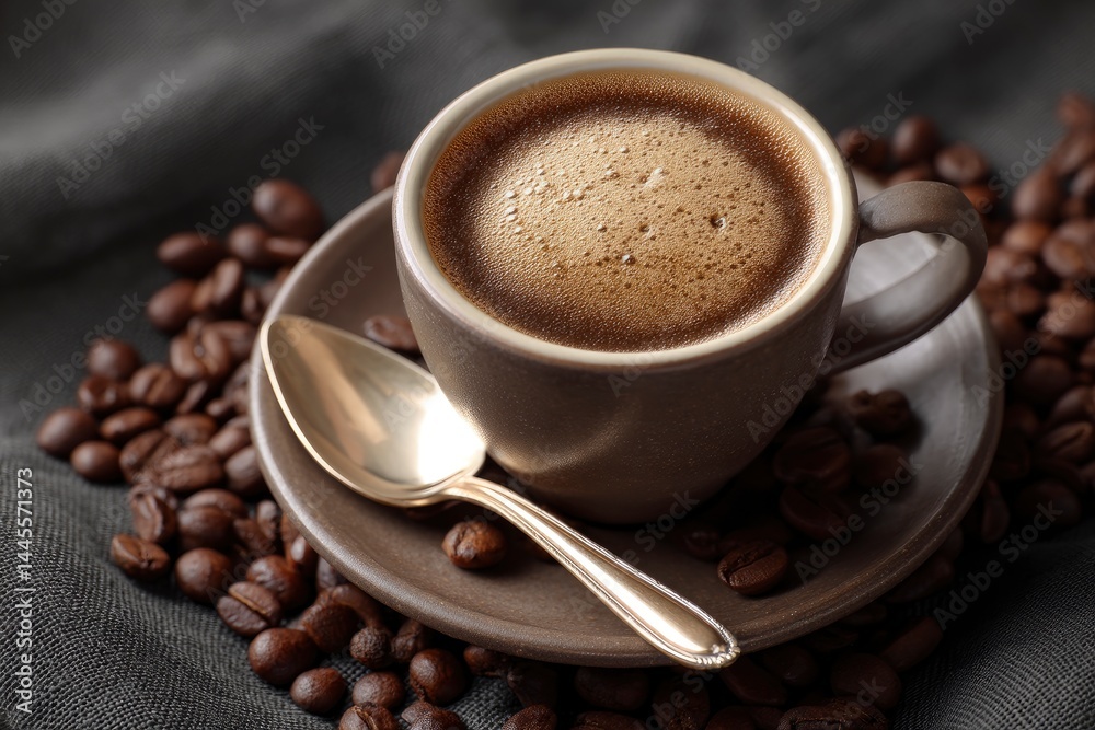 Coffee Cup with Beans and Spoon Coffee Cup with Beans and Spoon