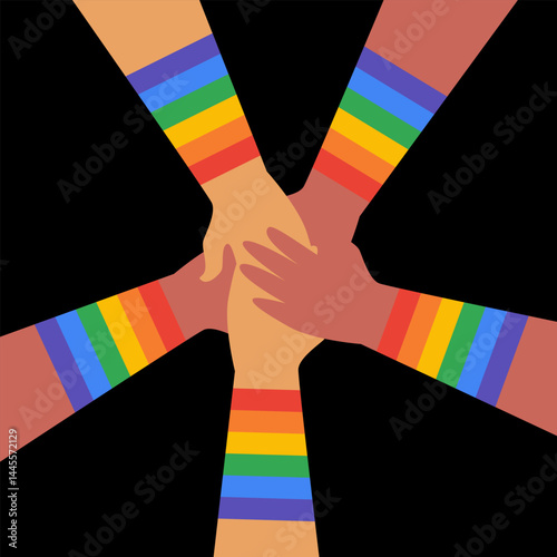 LGBTQ friendship community. Flat vector illustration.