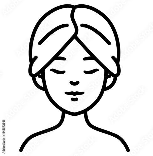 Woman with Towel Wrapped on Head and Eyes Closed in Spa Treatment – Relaxation, Skincare, Beauty Therapy, Wellness Routine, Self-Care Concept for Spa and Cosmetic Services


