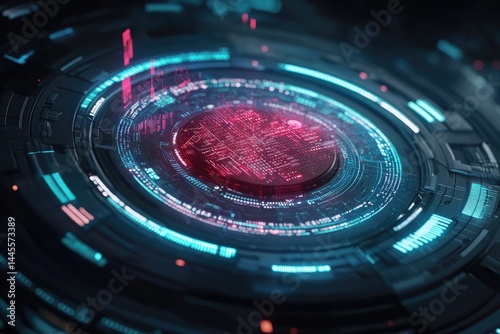 Wallpaper Mural Futuristic digital interface with hologram and AI network for virtual communication. AI generated illustration. Torontodigital.ca