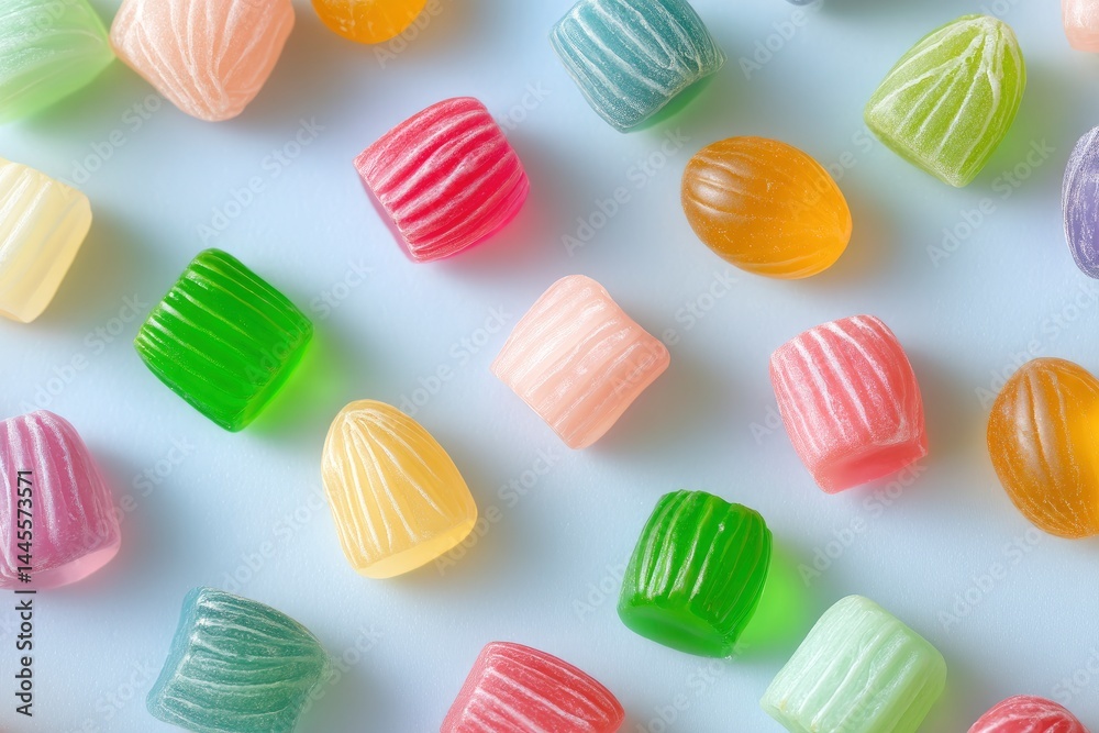 Obraz premium Assorted Hard Candies on Blue Background