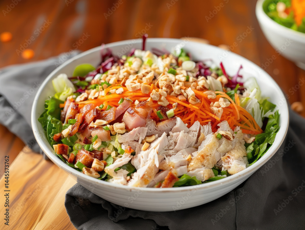 Chicken mixed greens salad restaurant dish