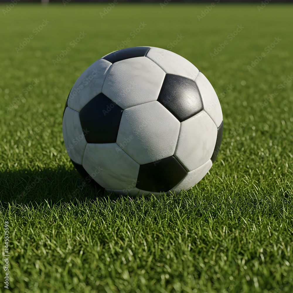 Fototapeta premium Soccer Ball on Grass: High-Resolution Image