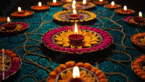 Diwali Delight: XL Stylized Diya Duo, Festive Illumination, Indian Festival Celebration, Cultural   