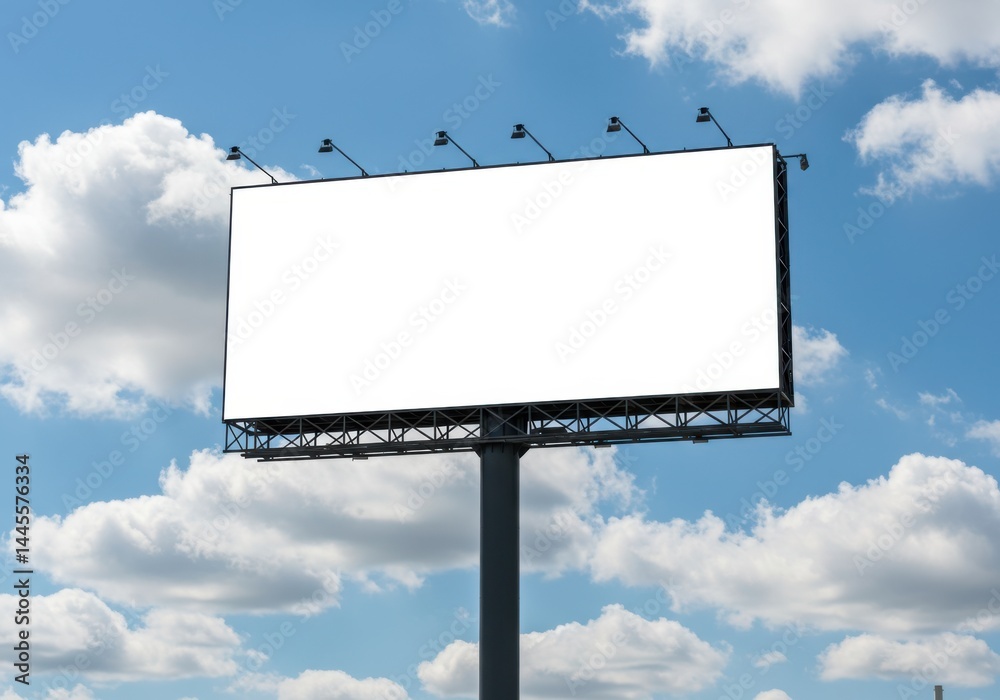 Billboard mockup against a cloudy sky