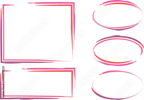 red pink purple colorful abstract line pattern outline frames set