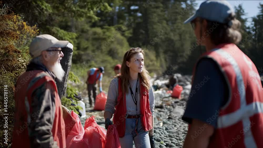 Diverse group involved in shoreline cleanup effort Diverse group involved in shoreline cleanup effort