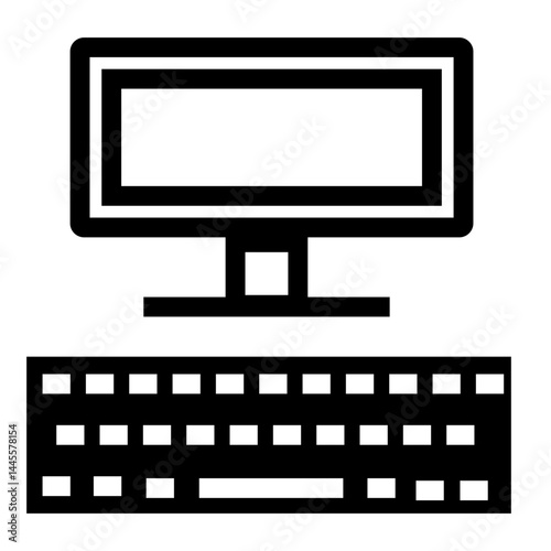 Simple computer icon set in various shapes. Computer monitor screen flat icon for apps and websites.Desktop computer line icon, outline vector sign, linear style pictogram isolated on white. Workplace