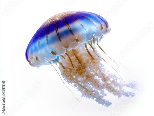 Jellyfish with blue top isolated on white background