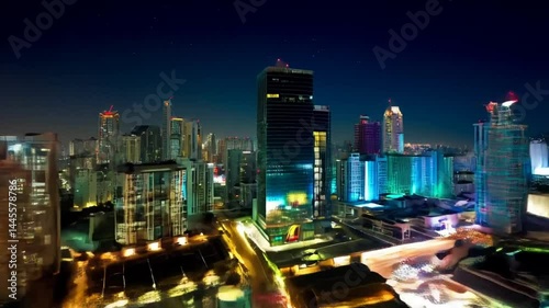 Manila philippines urban skyline at night dazzling city lights view